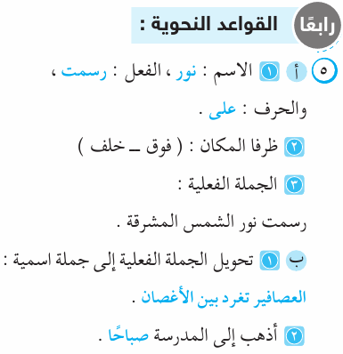 مراجعة امتحان اللغة العربية بالاجابة للصف الرابع الابتدائي Ara_4R_1A_02_05