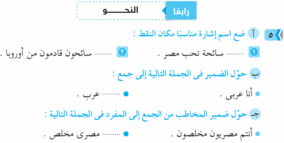 مراجعة امتحان اللغة العربية بالاجابة للصف الرابع الابتدائي Ara_4R_1A_01_05