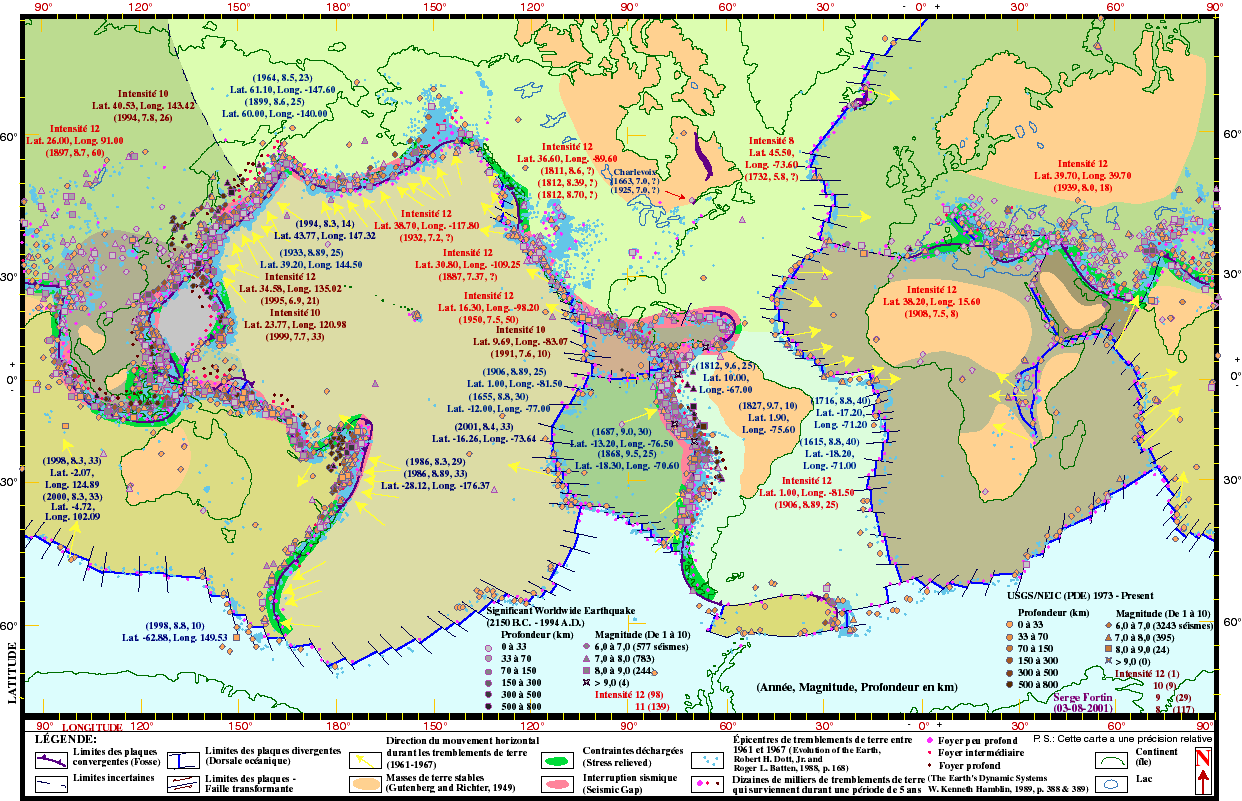 Carte tramplement de terre  du monde Tremblements_terre