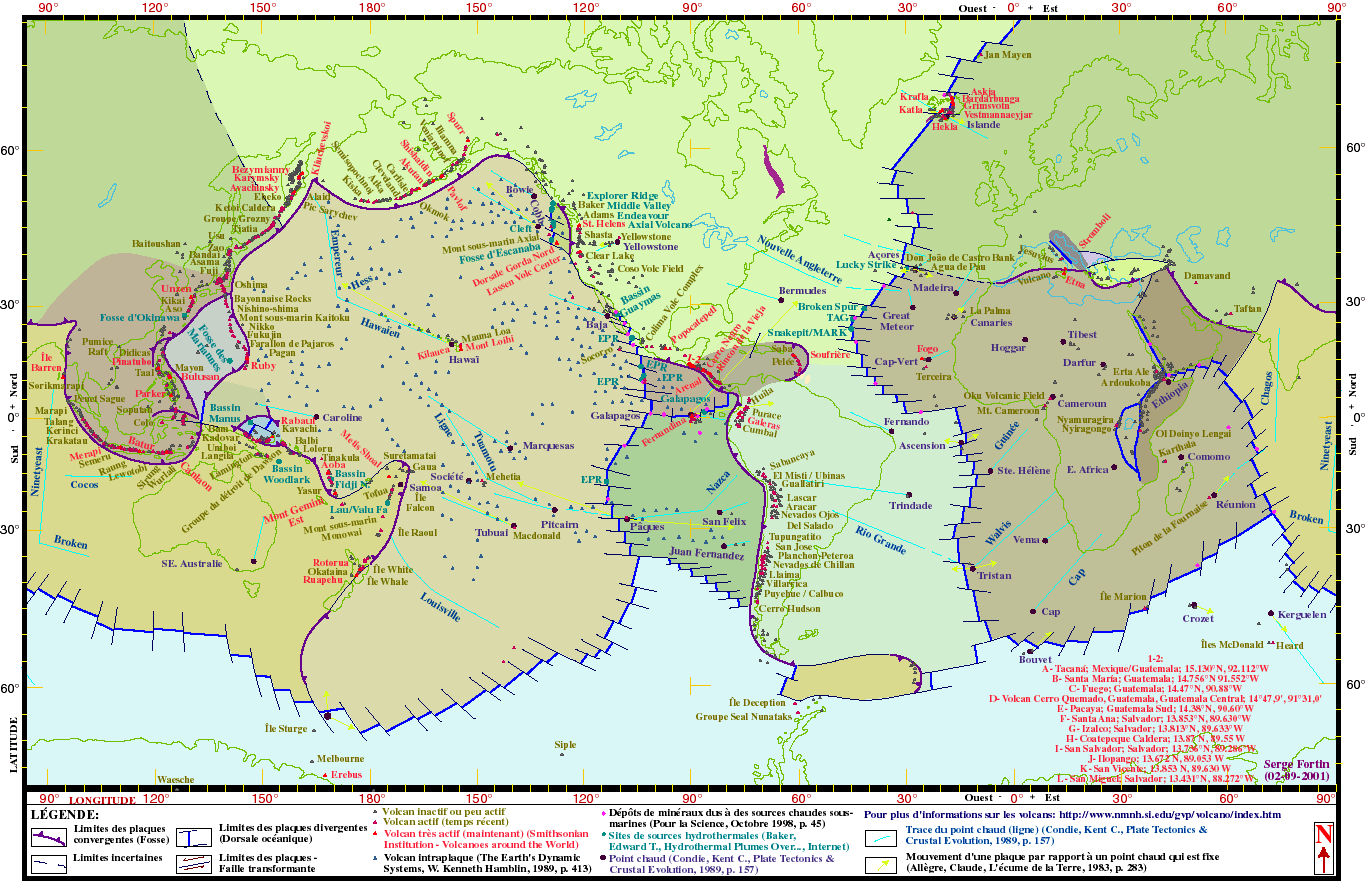 Carte volcanisme du monde Volcan