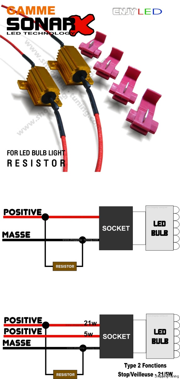 Changer l'ampoule d'origine pour une led orange - clignotants latéraux Resistanceantierreur21w1