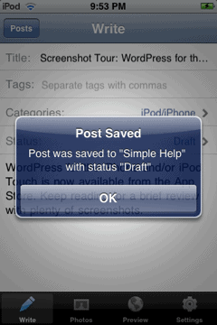 Screenshot Tour: WordPress for the iPhone and iPod Touch  IMG_0011a