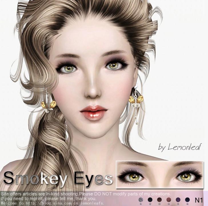 ""تسريحات ومكياج والوان شعر السيمز 3 حلوه تعالوا نشفوها سوا" Sims-3-lemonleaf-smokey-eyes