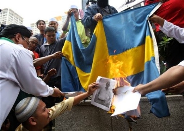 Finci se ograđuju od multikulti Švedcke granicom Burning-Swedish-flag