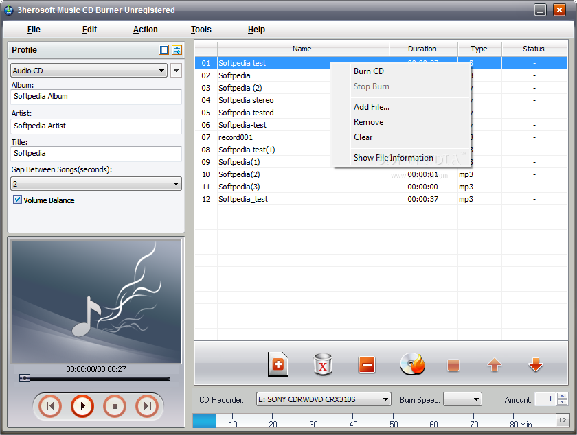 3herosoft Music CD Burner 3.0.1 برنامج لعمل اسطونات الاديو 3herosoft-Music-CD-Burner_1