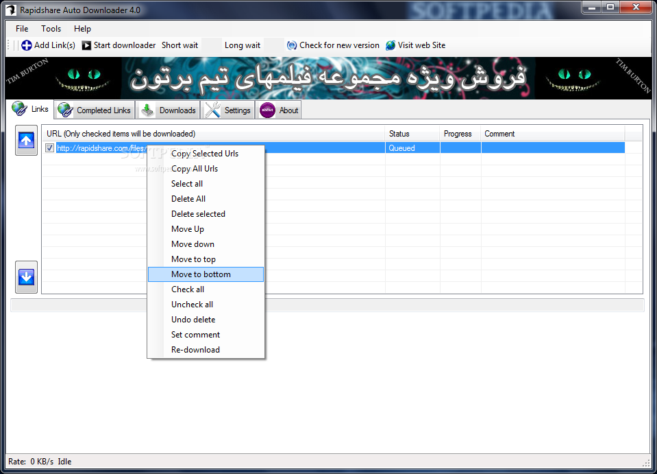 برنامج تحميل من www.rapidshare.com رابد شير Rapidshare Auto Downloader 3.7.1 بشكل آلي وسريع Rapidshare-Auto-Downloader_1