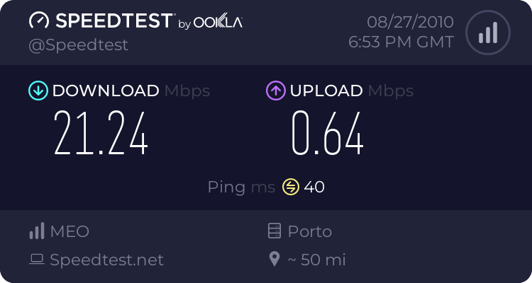 [Partilha] Quem tem a velocidade mais potente do forum e + fraca? 930424524