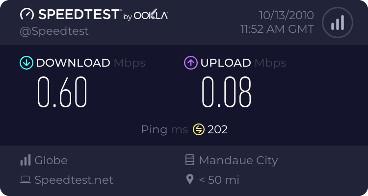 Post your SpeedTest and the Area you are in 988679517