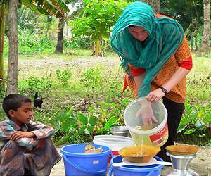 Human consumption of bacterially contaminated water causes millions of deaths each year throughout the world--primarily among children Theresa-dankovich-funnel-antimicrobial-filter-paper-clean-drinking-water-bangladesh-lg