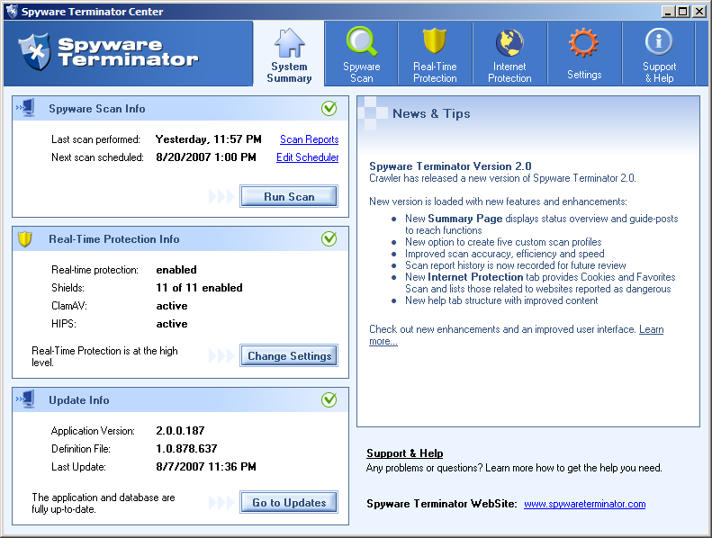 Spyware Terminator 2.2.1.433 أحدأشهر البرامج المجانية للقضاء Ss_large_101