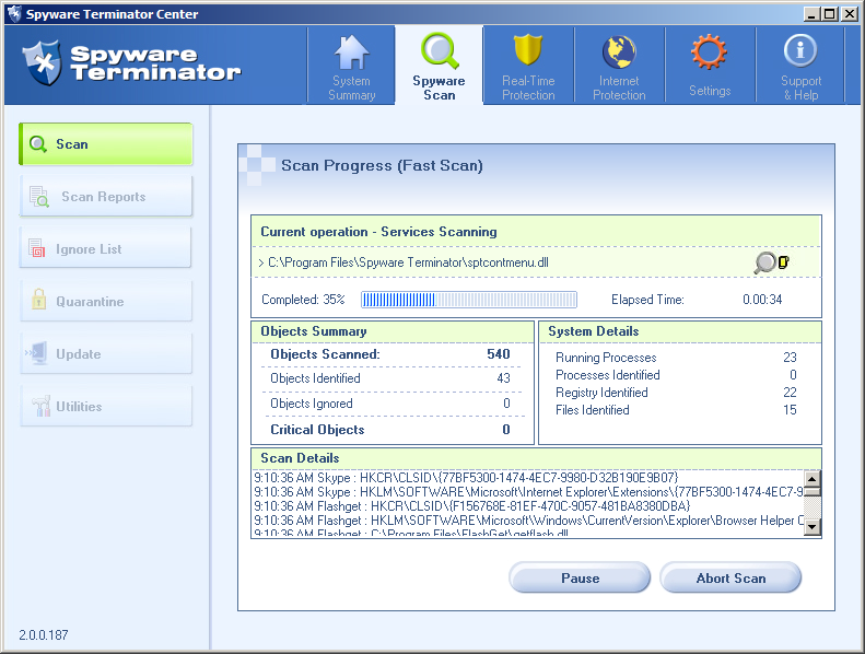 Spyware Terminator 2.2.1.433 أحدأشهر البرامج المجانية للقضاء Ss_large_102