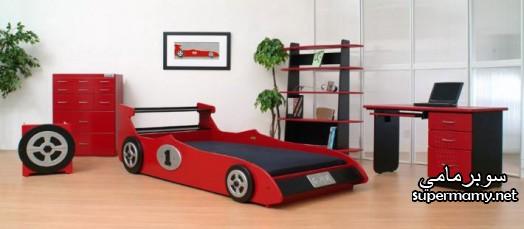 ديكورات وتصاميم سراير غرف نوم اطفال على شكل سيارات سباق وشاحنات Supermamy-f2870d365b