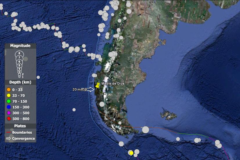 Séismes sur Madre de Dios Seisme