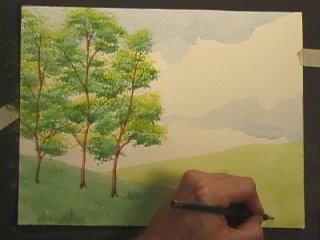 خطوات رسم منظر بالالوان المائية بالصور  036cl