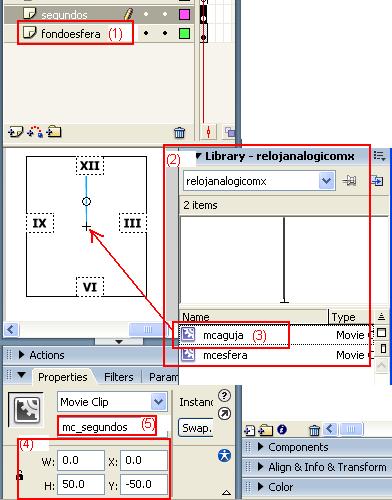 Reloj analogico animado en Adobe Flash Relojanalogico8