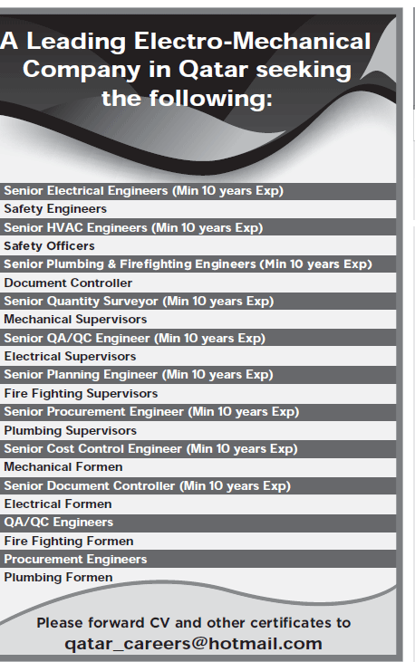 وظائف هندسية وتقنية وفنية For a leading electro-mechanical company في قطر  9-12-2014 5486c6b927787_Untitled-1_01