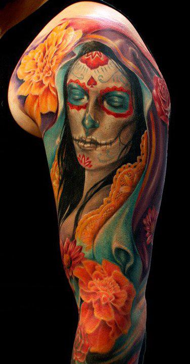 Cuando el tatuaje se convierte en arte...(Grandes tatuadores) - Página 15 Santa_muerte_tatuaje