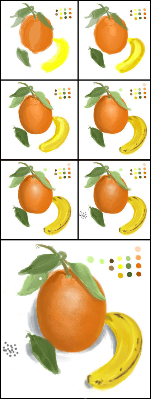 دمج الالوان المائية اثناء رسم الفواكه للحصول علي نتائج واقعية Fruitstuto