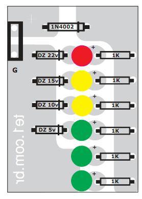 LEDs sincronizados com áudio VUcomleds-layout