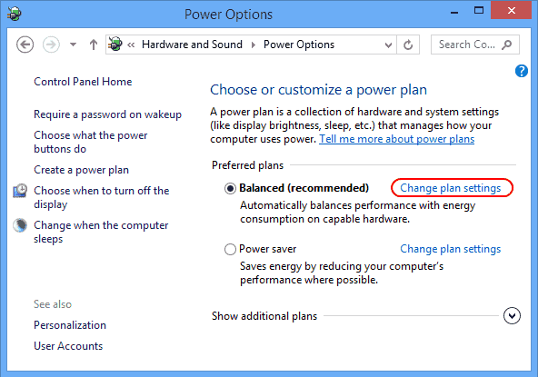 Khắc fục lỗi Windows 10 không tự động đi vào trạng thái sleep Change-power-plan-setting-link