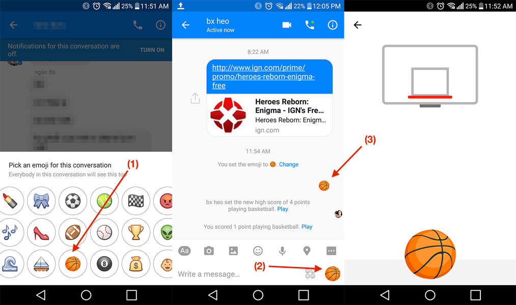 Hướng dẫn chơi bóng rổ với bạn bè trên Facebook Messenger 09S9K