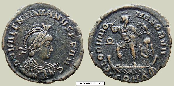 Maiorina reducida Valentiniano II de GLORIA ROMANORVM Valentiniano2_m6