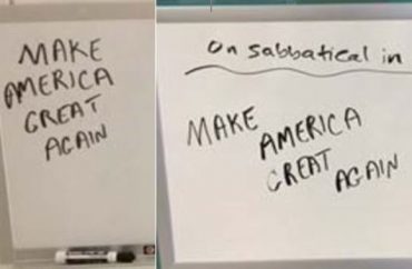 ‘Make America Great Again’ whiteboard messages deemed ‘racial attack’ by campus bias response team  MakeAmericaGreatAgain-370x242