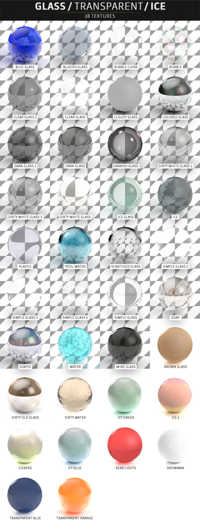 The Pixel Lab  Materials for Cinema 4D اكثر من 500 ماتيريال Glass-Transparent-Ice