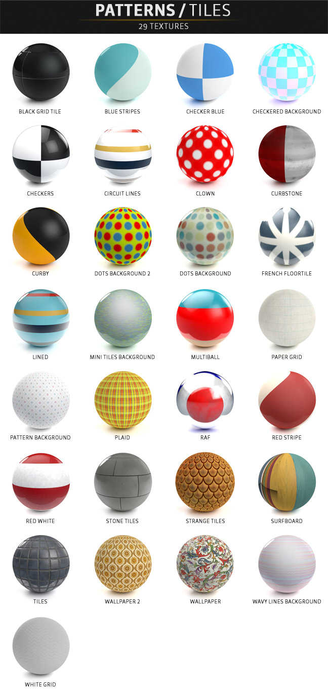 The Pixel Lab  Materials for Cinema 4D اكثر من 500 ماتيريال Patterns-Tiles