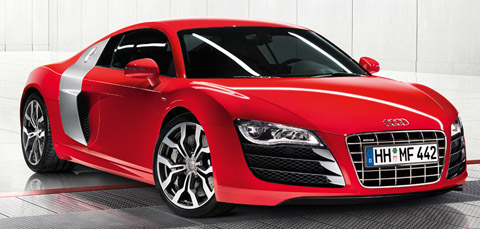  سيارة آودي الرياضية الجديدة r8v10  2010-audi-r8-v10-red-front-view