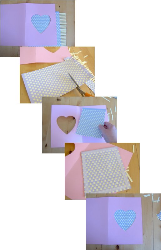  الافكار لاجمل الاعمال اليدوية , اشغال يدوية , بالمقص والورق احصلي على اشكال مفيد Paper-weaving-greetings-card-project-5