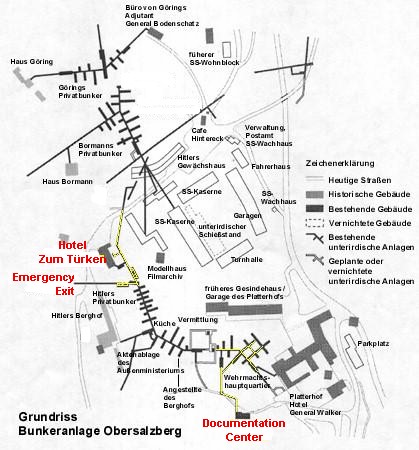 مخبأ أدولف هتلر في الجبال ومنطقة أوبرسالزبيرج .. سلسلة صور Obersalzberg Nazi Complex Bunkermap