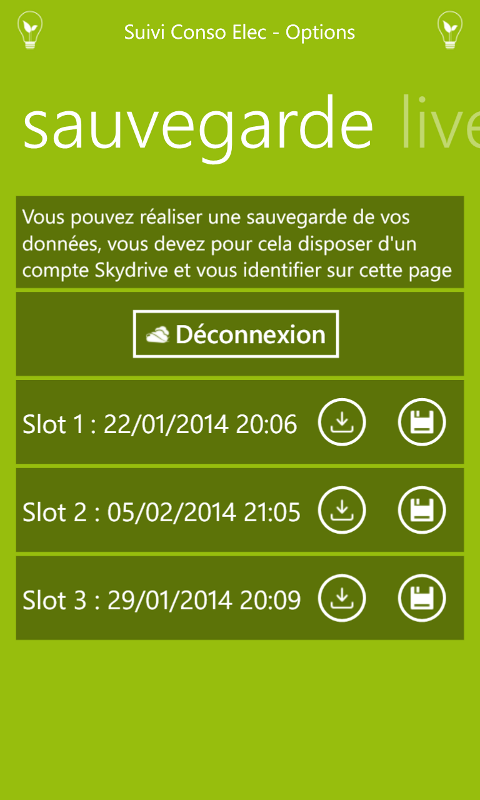 [APPLICATION WINDOWSPHONE - SUIVI CONSO ELEC] Statistique de consommation électrique [Payant] 3