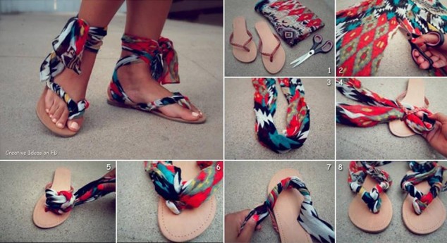 أفكار مبدعة لتجديد ملابسك القديمة !!/ حصري  Old-flips-flops-made-new-scarf-634x345