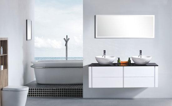 أحواض مزدوجة وظيفية للحمامات مشغول Double-sinks-bathroom-basins-wall-mounted-vanity