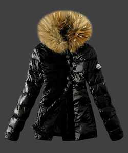 2014 جديد! Moncler أزياء المرأة أسفل دثار فرو طوق أسود