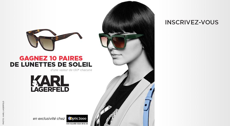 10 paires de lunettes de soleil Karl Lagerfeld  Jeu_1429199324126