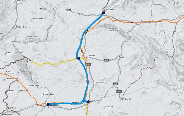 Espanha investe mais 164 milhões na AV até Badajoz 15810_map