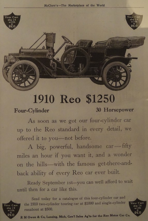 Les débuts de Ransom E Olds: Oldsmobile puis REO Reopub1910