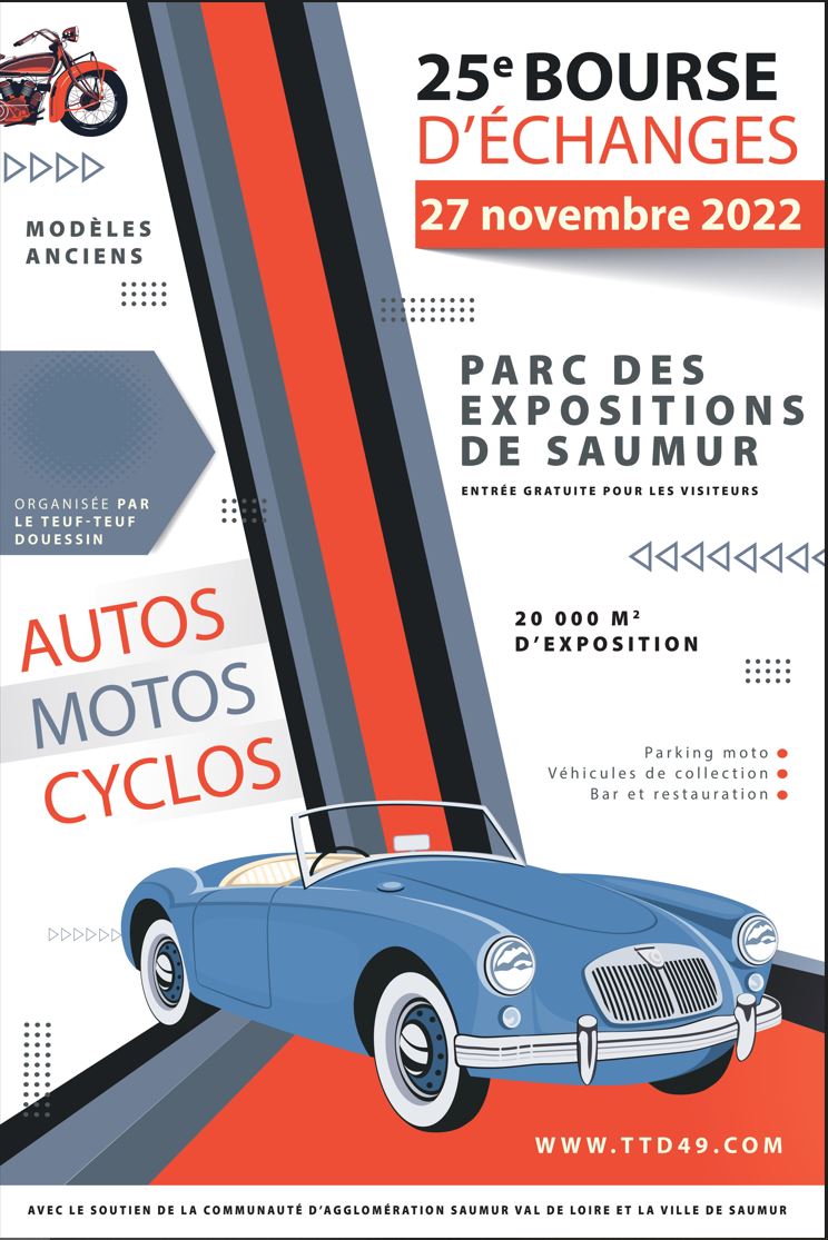 Bourse auto/moto à Saumur du club de Doué-la-Fontaine (49) Affichebourse-2022-40x60-petite