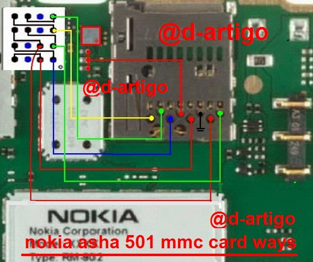 حل مشكلة بطاقة الذاكرة نوكيا 501 Nokia-Asha-501-Memory-Card-Problem-IC-Jumpers