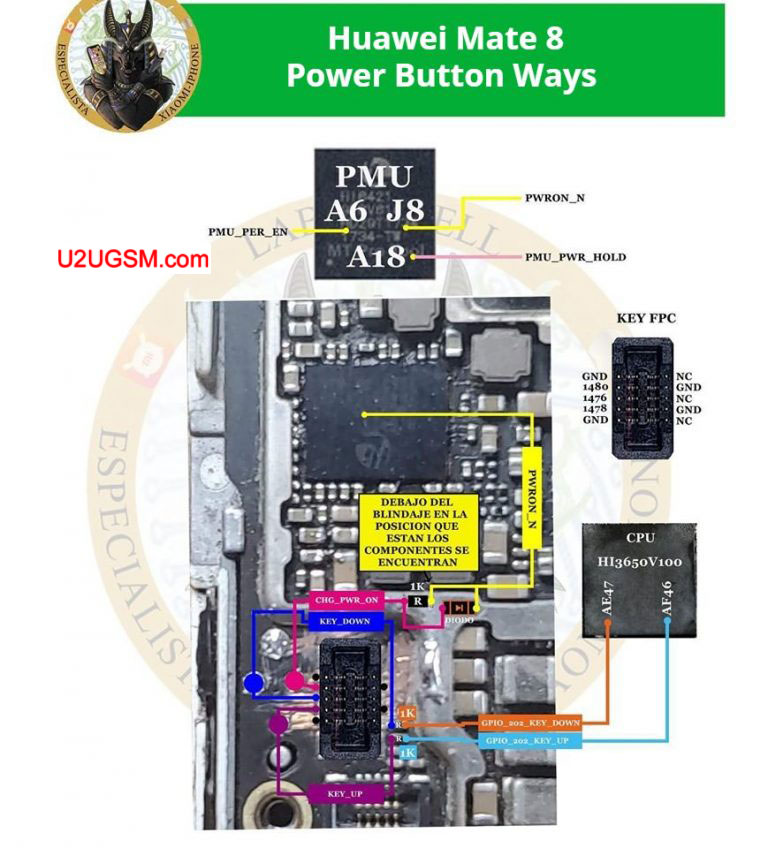 حل مشكلة مفتاح الباور هواوي Huawei Mate 8 Huawei-Mate-8-Power-Button-Solution-Jumper-Ways