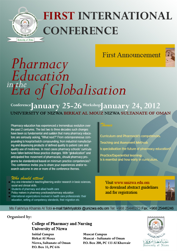  First International Conference For Pharmacists  A604527