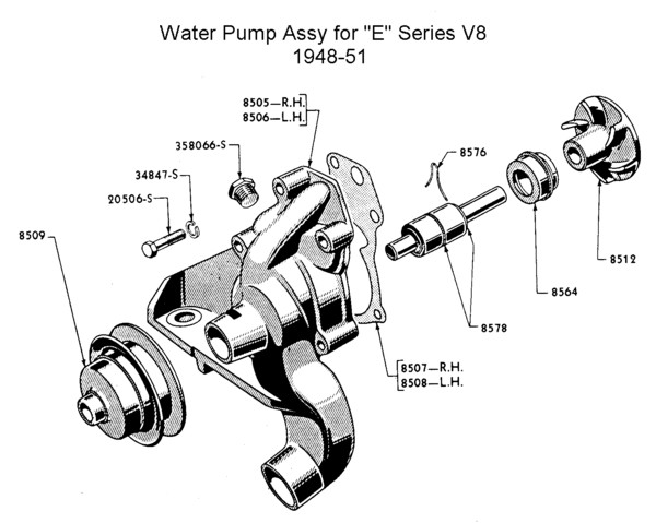 información básica sobre V8 FLATHEAD  - Página 4 Flathead_Engine_waterpmp1948-51_Eseries