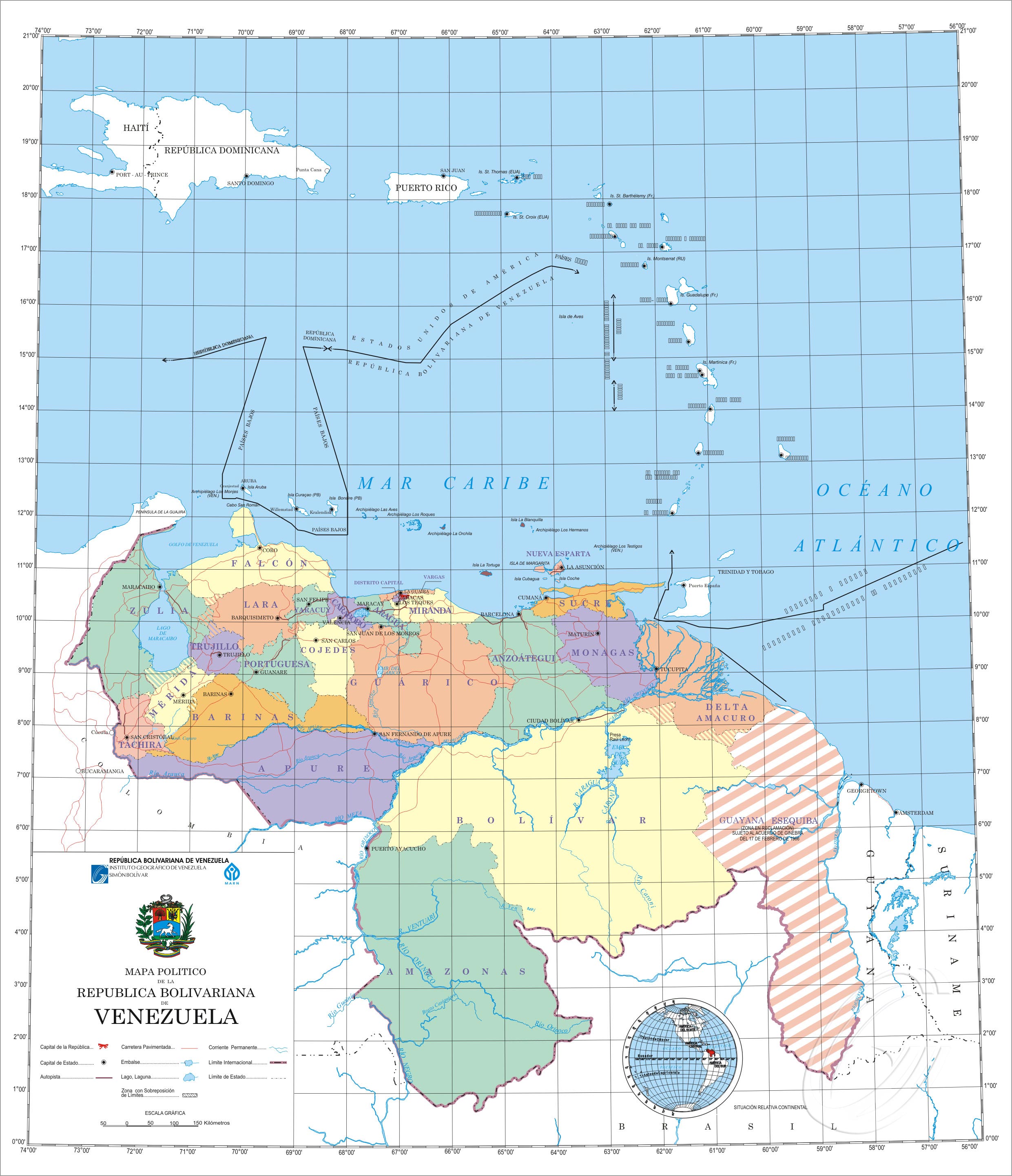 Hipótesis de conflicto Venezuela-Guyana Mapa-venezuela