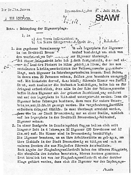 Geschichte der Braunschweiger Sinti  Dok-Zigeunerplage