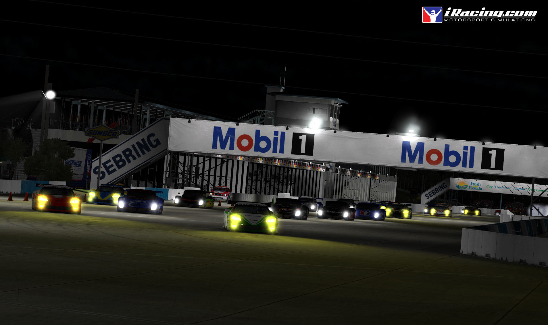 Halos alrededor de las luces Iracing_night_sebring_1