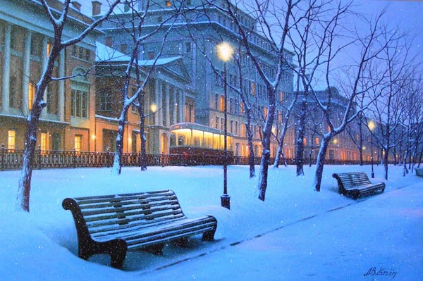 لوحات رسم للفنان Alexei Butirskiy  Boulevard_at_midnight