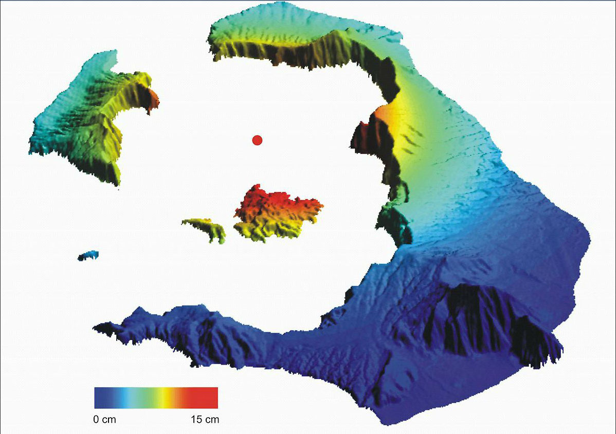 'Globo de magma' bajo la isla de Santorini podría provocar una erupción Elevacion-gps-santorini