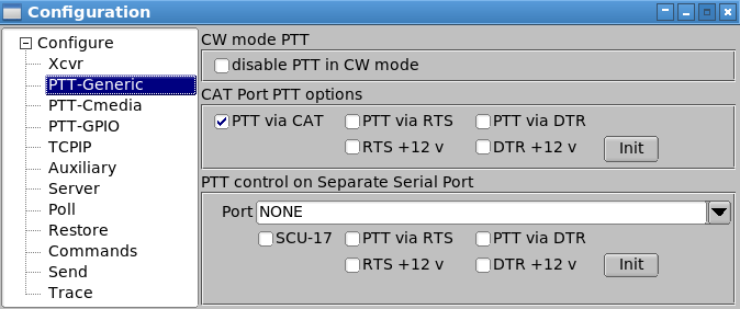 Contrôle de l'émetteur-récepteur interface utilisateur FLRIG PTT-generic